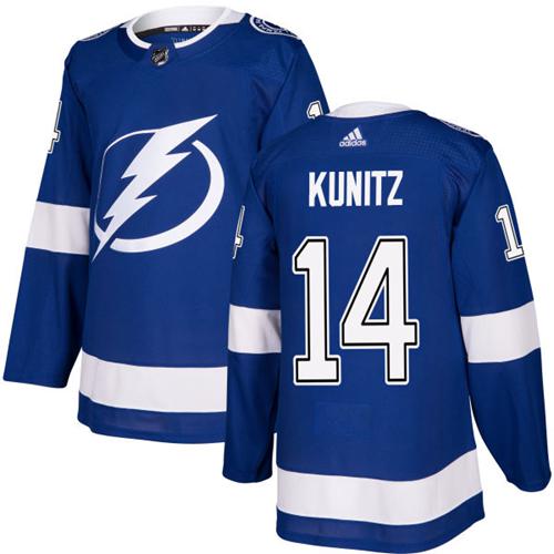 Adidas Men Tampa Bay Lightning #14 Chris Kunitz Blue Home Authentic Stitched NHL Jersey